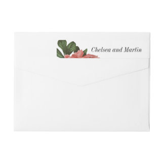 Bande Pour Adresse De Retour Floral vintage | Rose noir et blanc