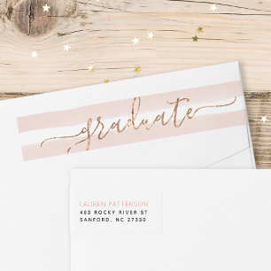 Bande Pour Adresse De Retour Glam Rose Gold Graduation Retourner l'adresse Étiq
