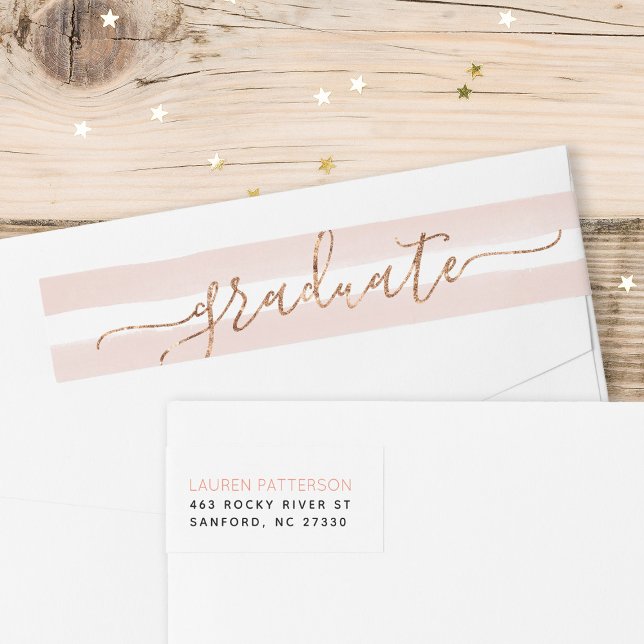 Bande Pour Adresse De Retour Glam Rose Gold Graduation Retourner l'adresse Étiq (Créateur téléchargé)