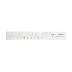 Bande Pour Adresse De Retour Gold Diamond Géométrique Art Déco Mariage Gatsby