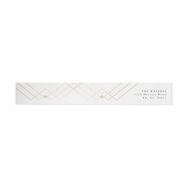 Bande Pour Adresse De Retour Gold White Elegance Diamond Geo Deco Mariage (Individuel)