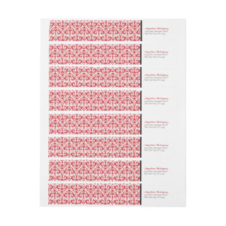Bande Pour Adresse De Retour Graduation du modèle Damask rouge