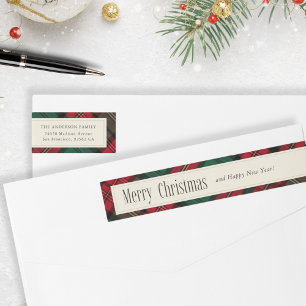 Bande Pour Adresse De Retour Green and Red Elegant Plaid Christmas Adresse