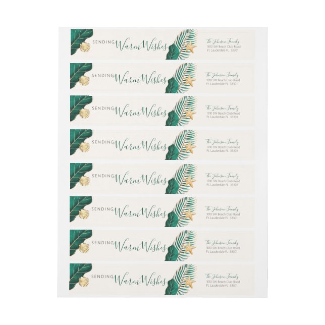 Bande Pour Adresse De Retour Green & Gold Tropical Wits Chaleureux Vacances (Feuille)