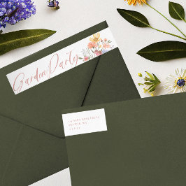 Bande Pour Adresse De Retour Jardin Fleur sauvage aquarelle Floral Anniversaire