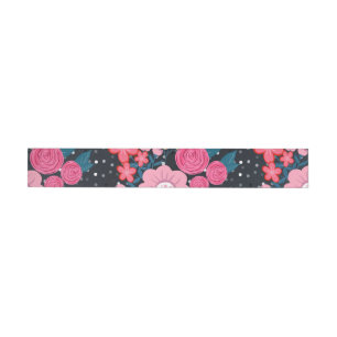 Bande Pour Adresse De Retour Joli rose giral Floral Silver Dots Gris design