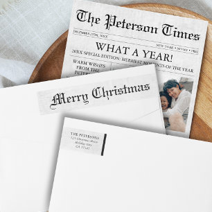 Bande Pour Adresse De Retour Journal unique Noël noir et blanc