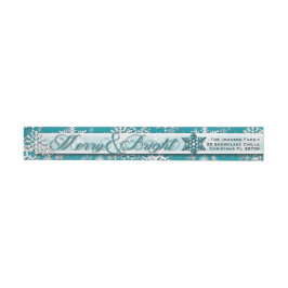 Bande Pour Adresse De Retour Joyeux et lumineux ・ Flammes de neige Turquoises ・