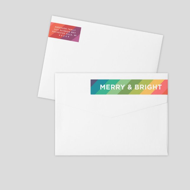 Bande Pour Adresse De Retour Joyeux et Lumineux Noël Arc-en-Ciel (Créateur téléchargé)