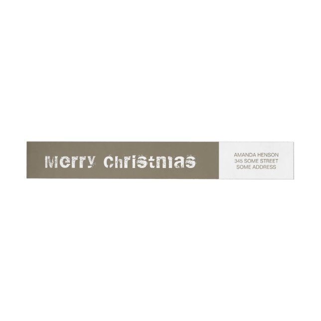 Bande Pour Adresse De Retour Joyeux Noël blanc Gris (Individuel)
