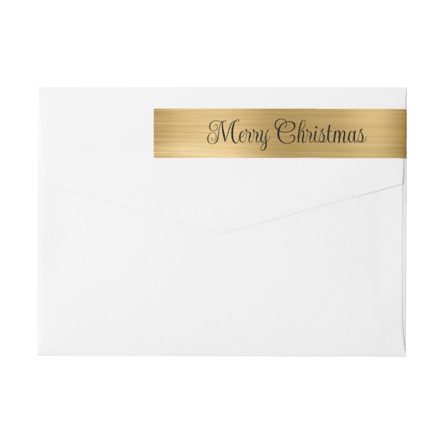 Bande Pour Adresse De Retour Joyeux Noël métal or (Dos)