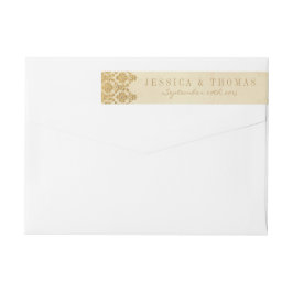 Bande Pour Adresse De Retour La collection Vintage Glam Gold Mariage damassé