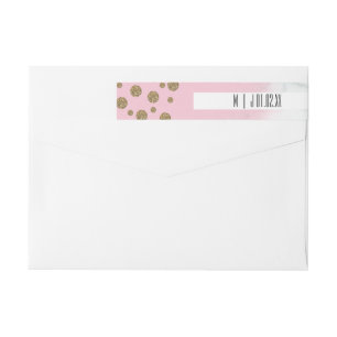 Bande Pour Adresse De Retour Logo de mariage pinceau strass faux marbre blanc
