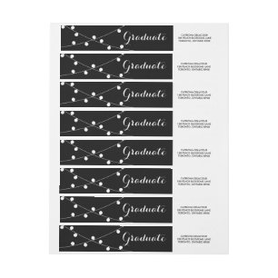 Bande Pour Adresse De Retour Lumières Fée Blanche Graduation noire