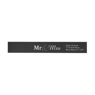 Bande Pour Adresse De Retour M&Mme Simple Elegant Mariage de typographie