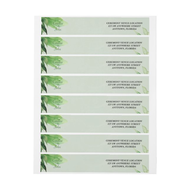 Bande Pour Adresse De Retour Magnifique design floral vert. (Feuille)