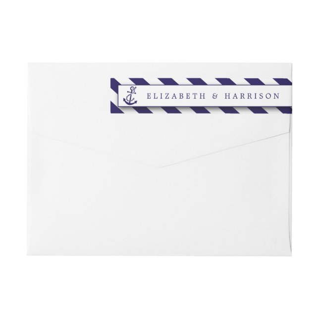 Bande Pour Adresse De Retour Mariage Ancre bleu marine (Dos)