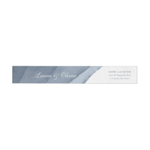Bande Pour Adresse De Retour Mariage bleu d'aquarelle d'Ombre d'ardoise