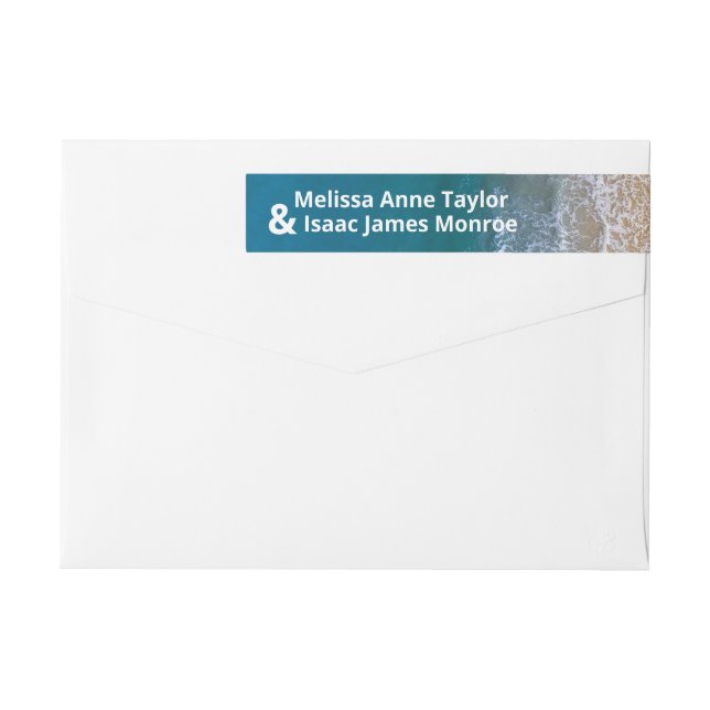 Bande Pour Adresse De Retour Mariage Blue Sea Beach (Dos)