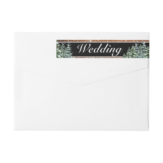 Bande Pour Adresse De Retour Mariage Bois enneigé & Forêt de pins (Dos)