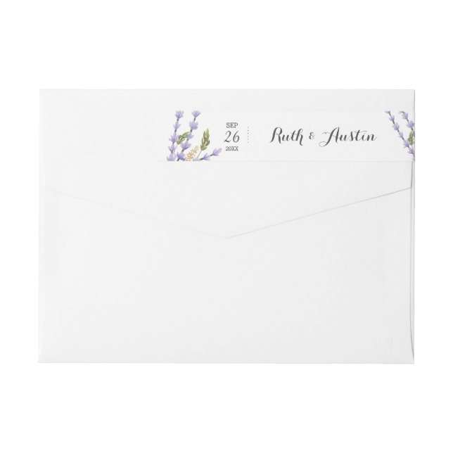 Bande Pour Adresse De Retour Mariage Champs Lavender (Dos)