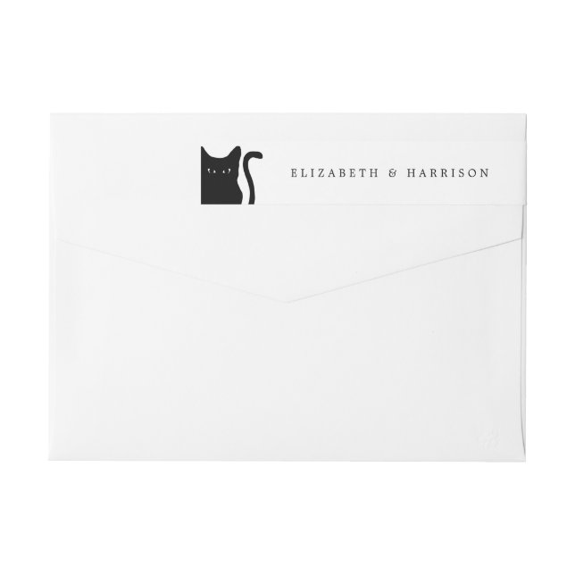 Bande Pour Adresse De Retour Mariage de chat noir Whimsical moderne (Dos)