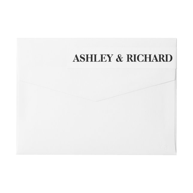 Bande Pour Adresse De Retour Mariage de typographie en gras noir et blanc (Dos)