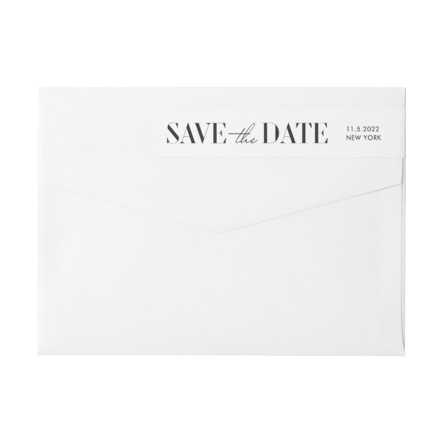 Bande Pour Adresse De Retour Mariage de typographie moderne Enregistrer la date (Dos)