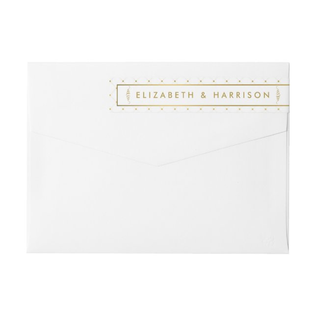 Bande Pour Adresse De Retour Mariage d'effet blanc et or moderne (Dos)