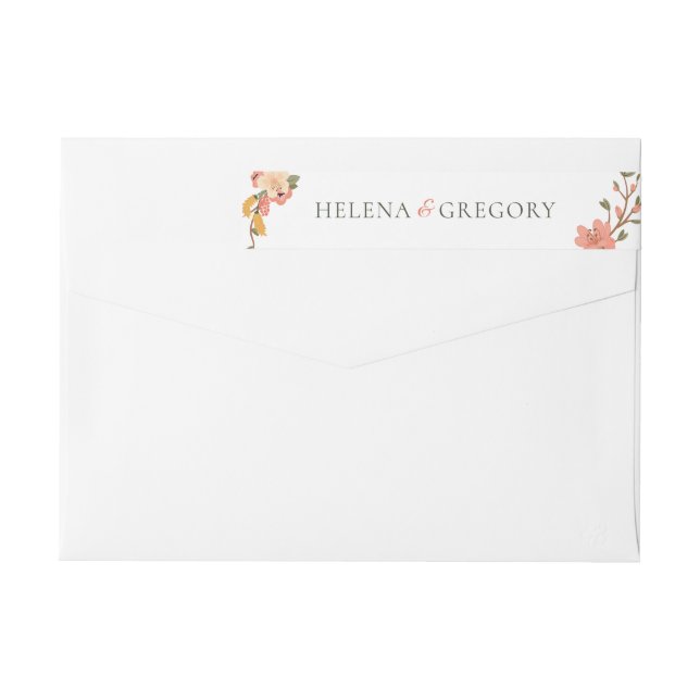 Bande Pour Adresse De Retour Mariage du jardin floral (Dos)