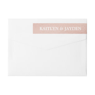 Bande Pour Adresse De Retour Mariage Feuille D'Or Rose Chic