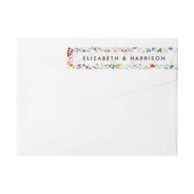 Bande Pour Adresse De Retour Mariage floral chic boho moderne (Dos)