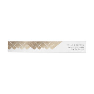 Bande Pour Adresse De Retour Mariage géométrique White Gold Gatsby
