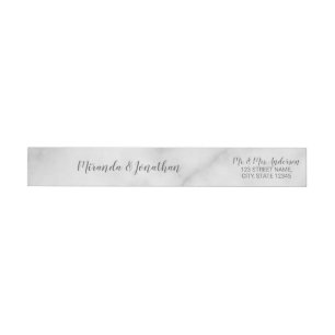 Bande Pour Adresse De Retour Mariage Marbre blanc élégant