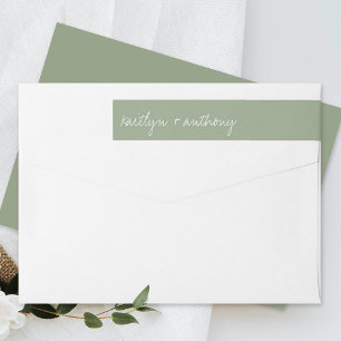 Bande Pour Adresse De Retour Mariage minimaliste minimaliste moderne Sage de sc