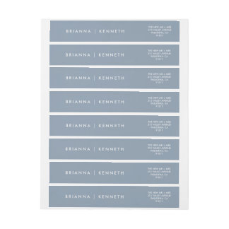 Bande Pour Adresse De Retour Mariage moderne simple Dusty Blue