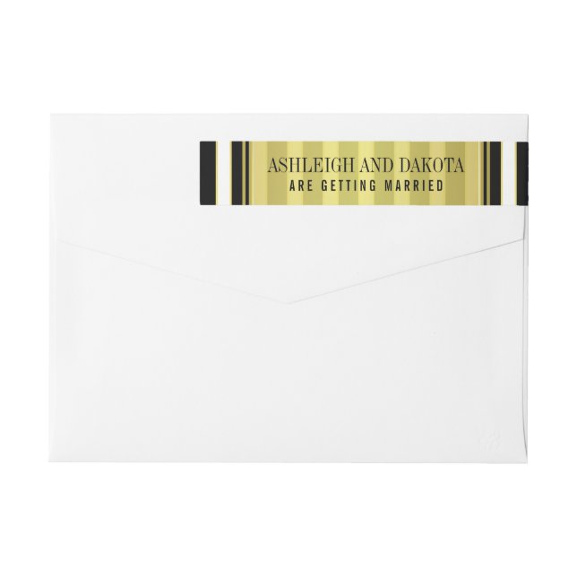 Bande Pour Adresse De Retour Mariage noir blanc et gris or (Dos)
