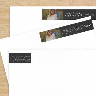 Bande Pour Adresse De Retour Mariage personnalisé M. et Mme Newlyweds Photo