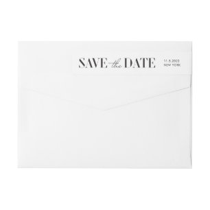 Bande Pour Adresse De Retour Mariage typographique moderne Sauvez la date