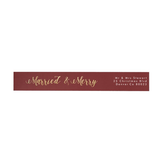 Bande Pour Adresse De Retour Marié & Joyeux | Premier Noël (Individuel)
