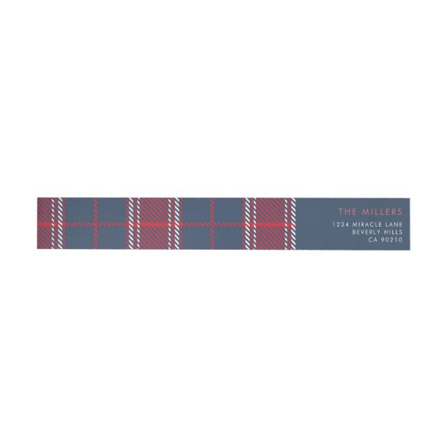 Bande Pour Adresse De Retour Marine Rouge Tartan Buffalo Moderne Minimaliste (Individuel)