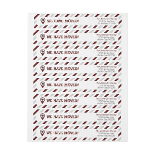 Bande Pour Adresse De Retour Maroon Nous Avons Déménagé Déménagement