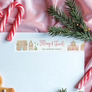 Bande Pour Adresse De Retour Merry & Sweet Fun Aquarelle Gingerbread Ville