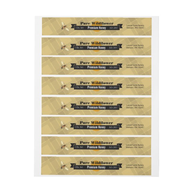 Bande Pour Adresse De Retour Miel Abee Customisé Fleur sauvage (Feuille)