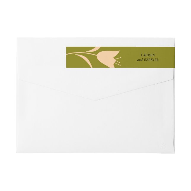 BANDE POUR ADRESSE DE RETOUR MOD PEACH & OLIVE TULIP MARIAGE (Dos)