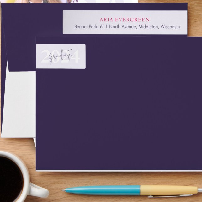 Bande Pour Adresse De Retour Modern Design Script Graduation Adresse de retour (Créateur téléchargé)