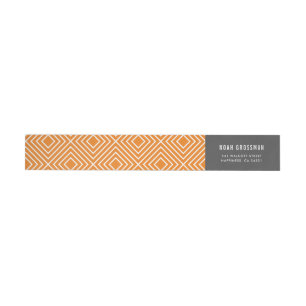 Bande Pour Adresse De Retour MODERNE GÉOMÉTRIQUE diamant motif cool gris orange