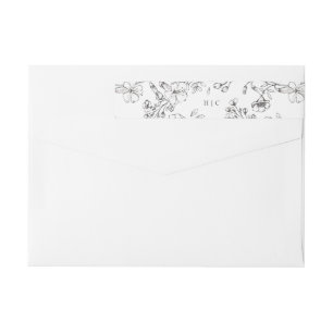 Bande Pour Adresse De Retour Monogram Classic Botanical Florals Adresse Mariage