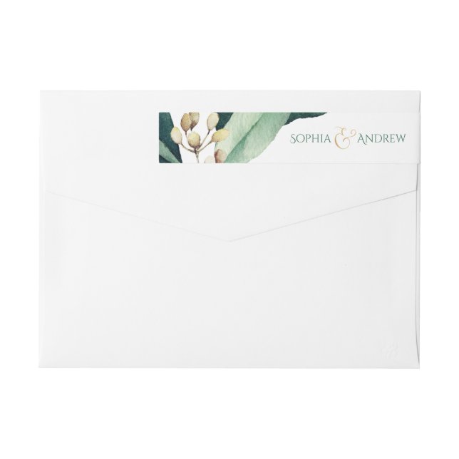 Bande Pour Adresse De Retour monogram de botanical greenery rustic wedding (Dos)