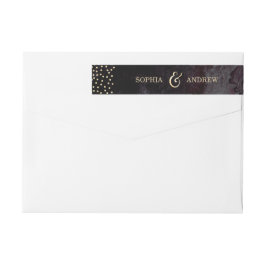 Bande Pour Adresse De Retour Monogramme de parties scintillant en or noir glam